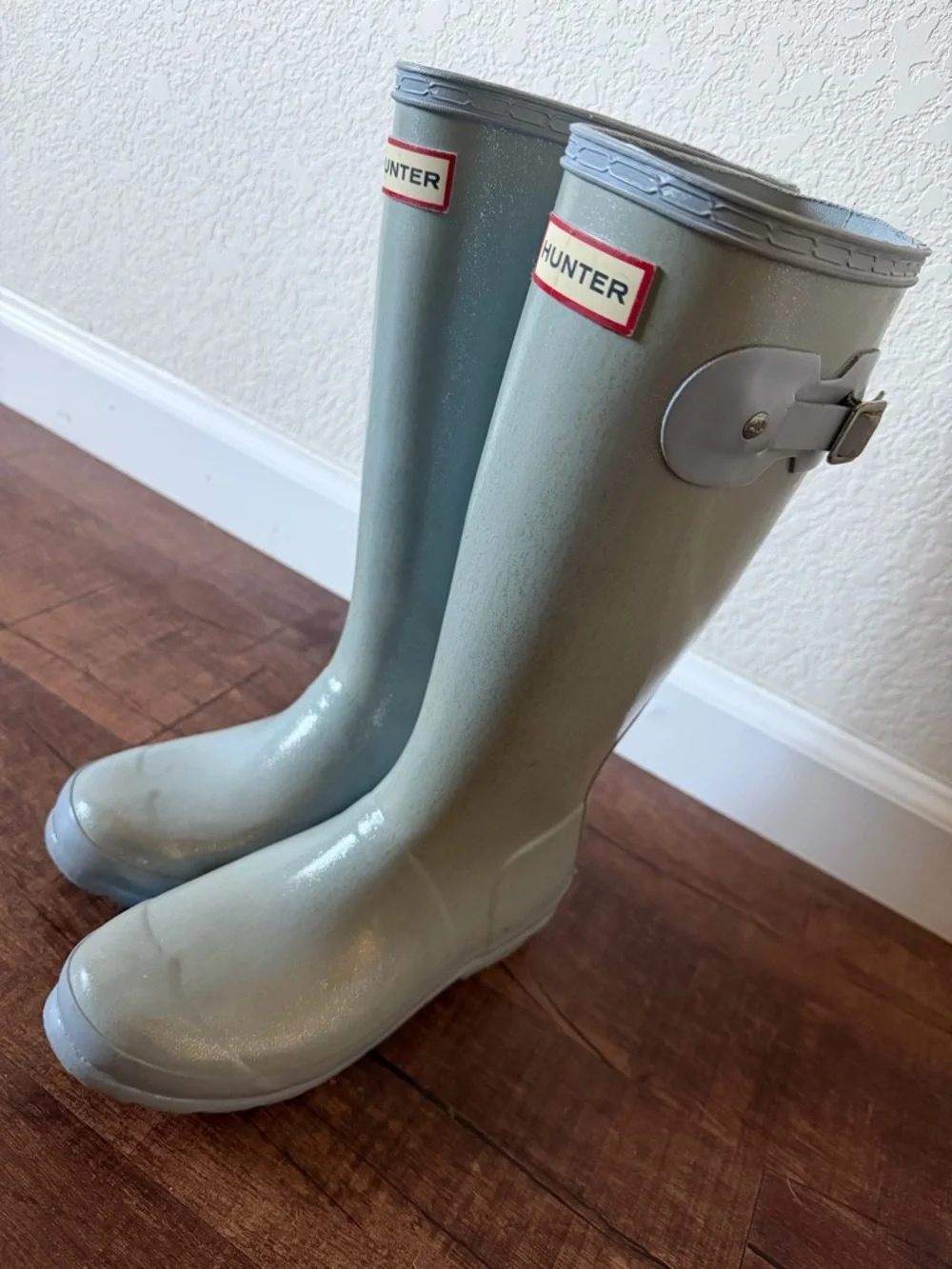 Hunter Light Blue/Gray Rain Boots